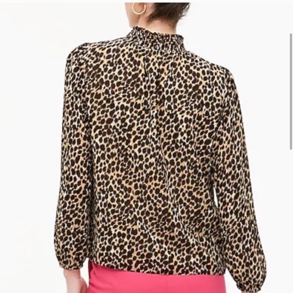 J. Crew Leopard Print mock Neck puff sleeve Blouse - Picture 3 of 9